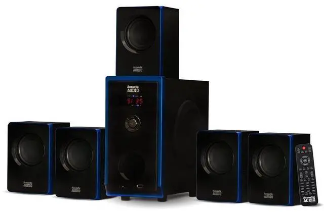 Main image of Acoustic Audio AA5102 Bluetooth Powered 5.1 Speaker System Home Theater Surround, Black (AA5102)