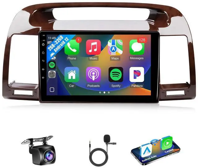 Main image of Car Stereo for Toyota Camry 2002 2003 2004 2005 2006 Radio Upgrade with Wireless Carplay Android Auto 9 Inch Touchscreen in-Dash GPS Navigation Bluetooth Backup Camera Microphone(Non J.B.L)