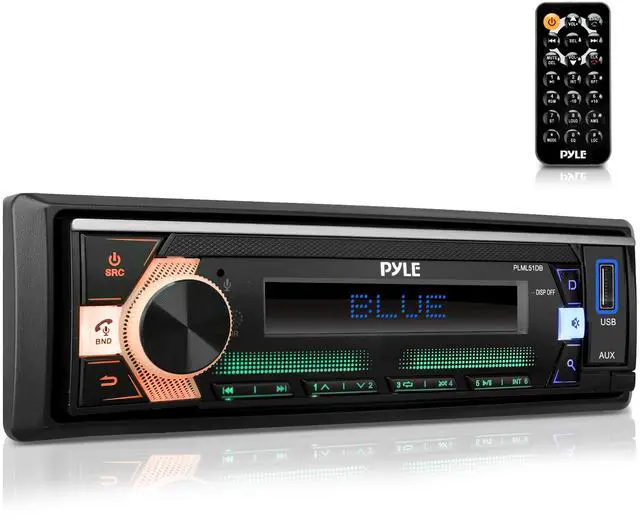 Main image of Usa 300-Watt Stereo Receiver Power Amplifier - AM/FM/MP3/USB/AUX Stereo Receiver, Single DIN, Bluetooth Compatible, 25 Band EQ, Balance, Fader LCD Display with Remote Control (Black) - PLML51DB