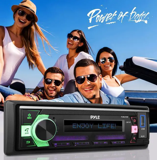 Alt view image 2 of 6 - Usa 300-Watt Stereo Receiver Power Amplifier - AM/FM/MP3/USB/AUX Stereo Receiver, Single DIN, Bluetooth Compatible, 25 Band EQ, Balance, Fader LCD Display with Remote Control (Black) - PLML51DB