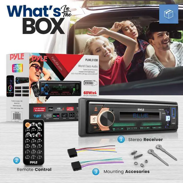 Alt view image 3 of 6 - Usa 300-Watt Stereo Receiver Power Amplifier - AM/FM/MP3/USB/AUX Stereo Receiver, Single DIN, Bluetooth Compatible, 25 Band EQ, Balance, Fader LCD Display with Remote Control (Black) - PLML51DB