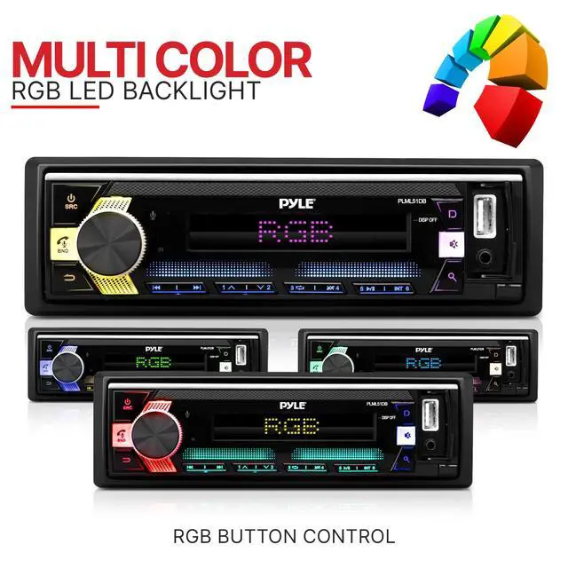Alt view image 5 of 6 - Usa 300-Watt Stereo Receiver Power Amplifier - AM/FM/MP3/USB/AUX Stereo Receiver, Single DIN, Bluetooth Compatible, 25 Band EQ, Balance, Fader LCD Display with Remote Control (Black) - PLML51DB