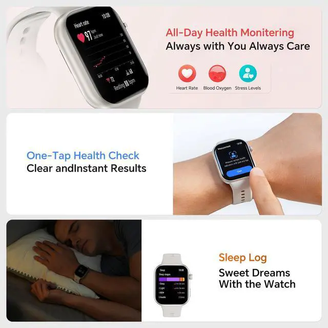Alt view image 5 of 6 - Choice Watch 2i, 1.85 inch AMOLED, Bluetooth Calling Smart Watch, 14 Days Battery Life, Compatible with Android and iOS, Heart Rate Monitor Smartwatch, IP68, Black