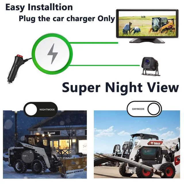 Alt view image 2 of 6 - 10.1" 1080P AHD Wired Reverse Rear View Backup Camera System,IP69K Waterproof Night Vision, Vibration-Proof 10G for Tractor/Truck/Excavator/Caravan/Skid Steer/Heavy Equipment RV101