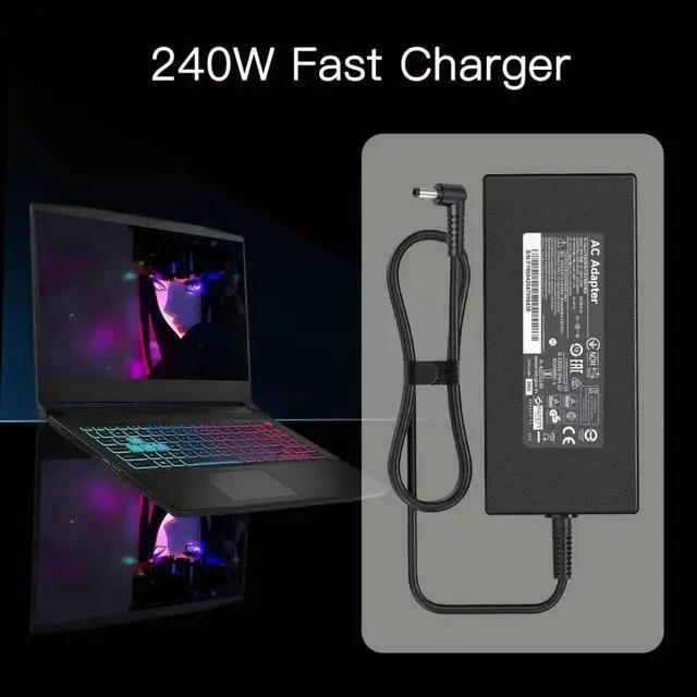 Alt view image 6 of 6 - 240W Laptop Charger Compatible with MSI Katana GF66 GF76 GL66 GL76 Stealth 14 14Studio Creator M16 CreatorPro M16 M17 Sword 15 17,Compatible with Delta 15 A5EFK 15001 Crosshair 17 15S Word 15