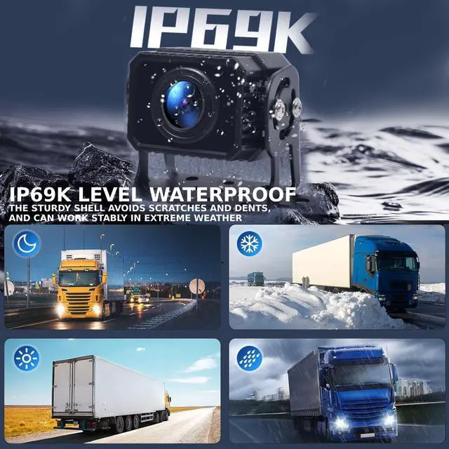 Alt view image 6 of 6 - Semi Truck Camera System with 10.36Touch Monitor, 4 Channel 1080P Backup Camera Dash Cam with Wireless Carplay Android Auto, 360°Camera System for Truck, Trailer, Bus, 24H Parking Monitoring
