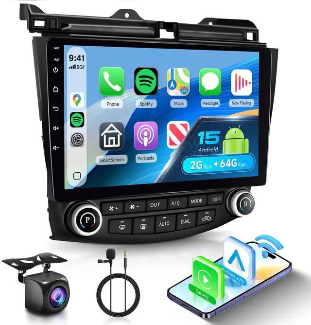 Main image of 2+64G for Honda Accord 7th 2003 2004 2005 2006 2007 Wireless Carplay/Android Auto,Android Car Radio Stereo 10.1 Inch Touch Screen GPS Navi WiFi Bluetooth FM/RDS Mirror Link SWC Backup Camera