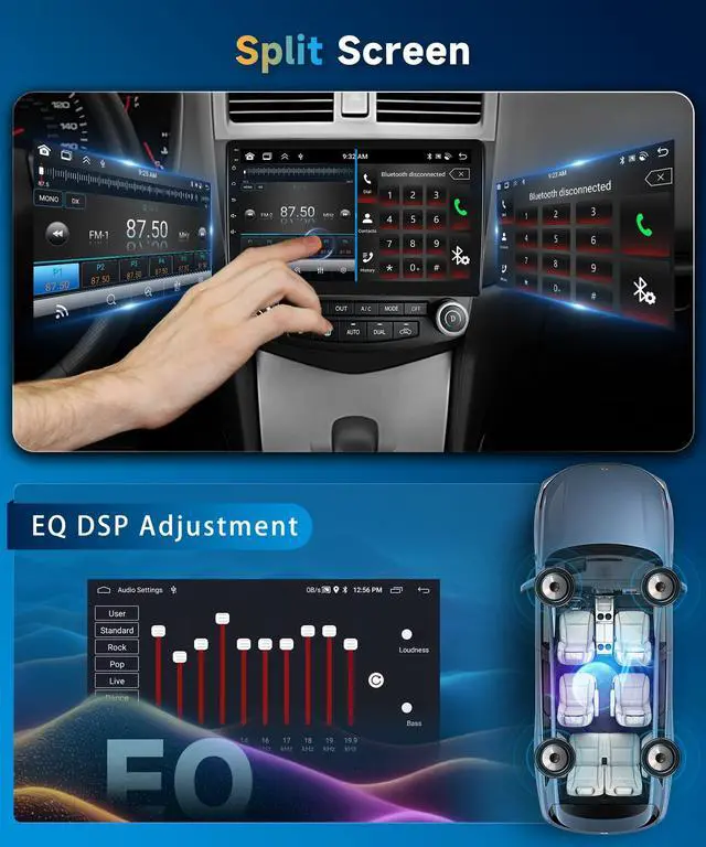 Alt view image 6 of 6 - 2+64G for Honda Accord 7th 2003 2004 2005 2006 2007 Wireless Carplay/Android Auto,Android Car Radio Stereo 10.1 Inch Touch Screen GPS Navi WiFi Bluetooth FM/RDS Mirror Link SWC Backup Camera