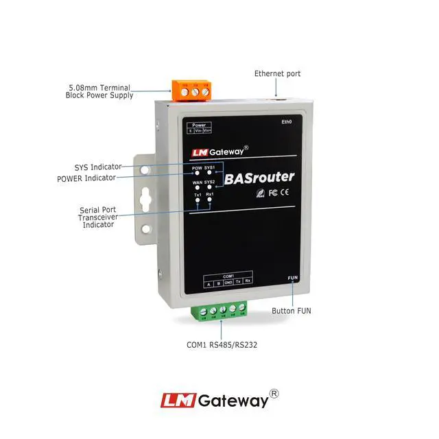 Alt view image 4 of 6 - LM 101-B BACnet Router for Building Support, BACnet MS/TP to BACnet IP, 10/100 Ethernet with Auto-Negotiation and Auto-MDIX, Support for BBMD