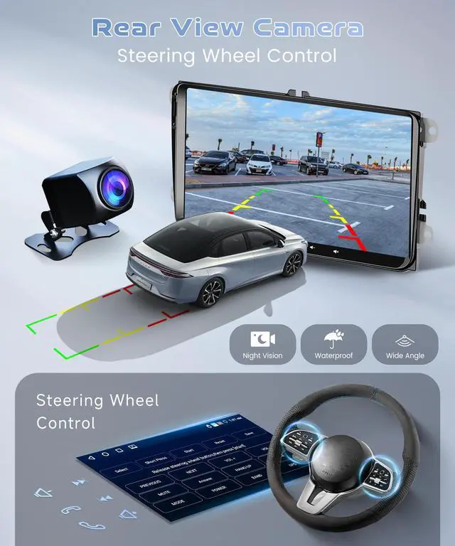 Alt view image 5 of 6 - 8 Core 6+128G Android Car Stereo for VW Passat Jetta Tiguan Golf MK5 MK6 T5 EOS Polo Wireless Carplay Android Auto, 9'' Touchscreen Radio with Bluetooth GPS Mirror Link WiFi FM EQ Backup Camera SWC