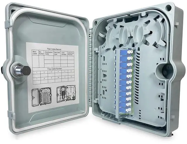 Main image of Fiber Optic Wall Mount or Pole Mount Enclosure for Indoor or Outdoor Fiber Optic Terminations and Fusion Splice installations with Couplers. (LC OS2 NO Pigtails)
