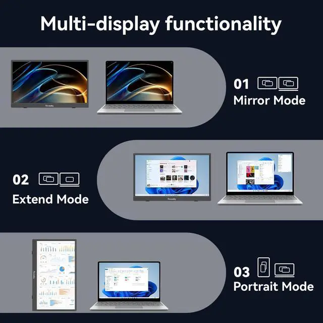 Alt view image 6 of 6 - Cordless 15.6'' Portable Monitor with Built-in Battery,1080P FHD IPS Laptop Screen Extender, 100% No Wires Needed, Wireless Screen Mirroring Display for phone PS4/5 Xbox Switch Gaming & Office