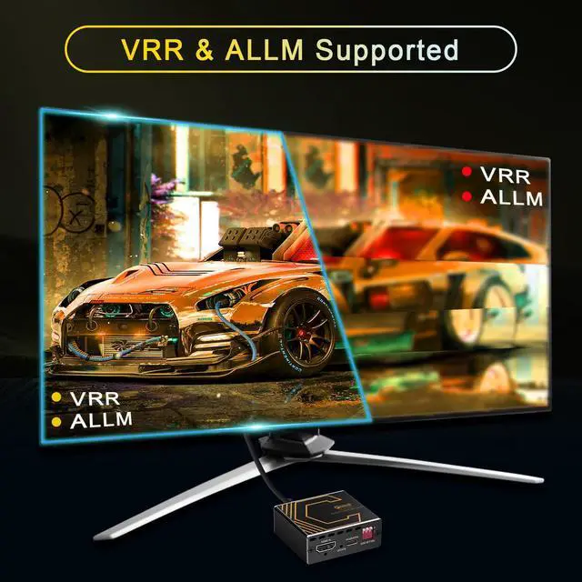 Alt view image 6 of 6 - 8K@60Hz 4K@120Hz HDMI 2.1 Splitter 1 in 2 Out,for Soundbar,Capture Card,Graphics Card,48 Gbps,HDCP 2.3,Supports VRR,ALLM,HDCP Bypass,EDID,Duplicate/Mirror/Copy,Downscale,HDR,Dolby Vision Atmos