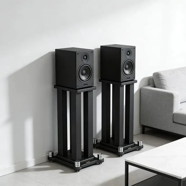 Main image of A Pair of Speaker Stands, Bookshelf Speaker Stand Steel Frame Support for Speakers up to 40 kg, Vibration-Absorbing MDF Design, Studio Monitor Stands Improves Sound Quality (20cm/7.8in)