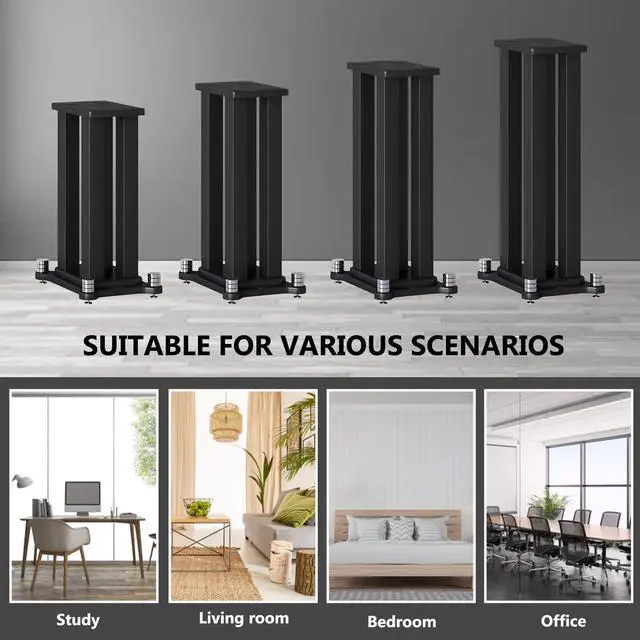 Alt view image 6 of 6 - A Pair of Speaker Stands, Bookshelf Speaker Stand Steel Frame Support for Speakers up to 40 kg, Vibration-Absorbing MDF Design, Studio Monitor Stands Improves Sound Quality (20cm/7.8in)