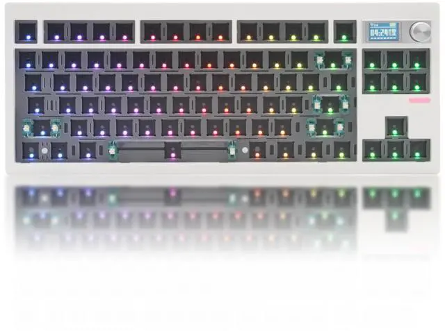 Main image of GMK87 TKL Mechanical Keyboard Kit Tri-Mode for 3/5pin Switches,85 Keys+Rotary Knob+TFT-LCD Screen Hotswap PCB Gasket Mounted,VIA Programmable DIY Keyboard Kit (White)