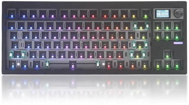 Main image of GMK87 TKL Mechanical Keyboard Kit Tri-Mode for 3/5pin Switches,85 Keys+Rotary Knob+TFT-LCD Screen Hotswap PCB Gasket Mounted,VIA Programmable DIY Keyboard Kit (Black)