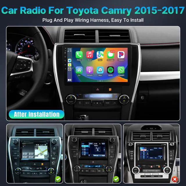 Alt view image 2 of 6 - CarPlay for Toyota Camry 2015 2016 2017 with Carplay Android Auto, 10.1'' Touchscreen for Honda Civic GPS Navigation/Bluetooth/WiFi/Rear Camera/FM/Mirrorlink/Split Screen/SWC 2+32G