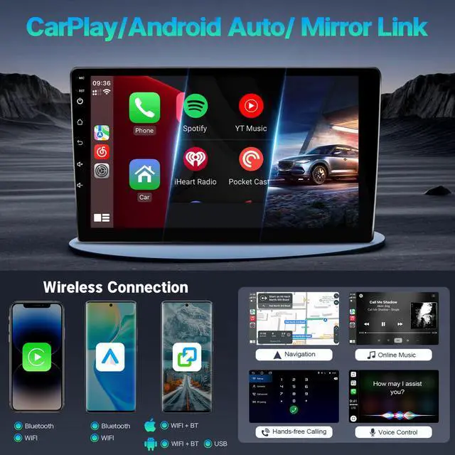Alt view image 4 of 6 - CarPlay for Toyota Camry 2015 2016 2017 with Carplay Android Auto, 10.1'' Touchscreen for Honda Civic GPS Navigation/Bluetooth/WiFi/Rear Camera/FM/Mirrorlink/Split Screen/SWC 2+32G