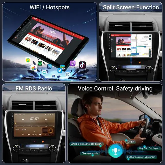 Alt view image 5 of 6 - CarPlay for Toyota Camry 2015 2016 2017 with Carplay Android Auto, 10.1'' Touchscreen for Honda Civic GPS Navigation/Bluetooth/WiFi/Rear Camera/FM/Mirrorlink/Split Screen/SWC 2+32G