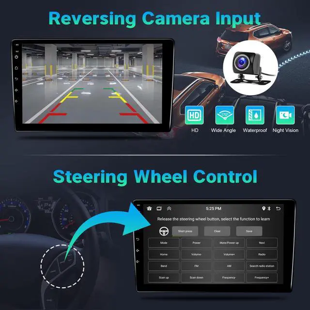 Alt view image 6 of 6 - CarPlay for Toyota Camry 2015 2016 2017 with Carplay Android Auto, 10.1'' Touchscreen for Honda Civic GPS Navigation/Bluetooth/WiFi/Rear Camera/FM/Mirrorlink/Split Screen/SWC 2+32G