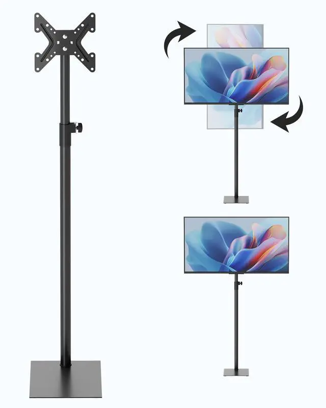 Main image of TV Stand with Mount 360°Swivel Tiltable Floor Monitors Stand Universal 70 Height Adjustable Tall TV Floor Stand for 12 to 43 inches Flat Screen or Curved TVs Monitors Display Trolley Stand