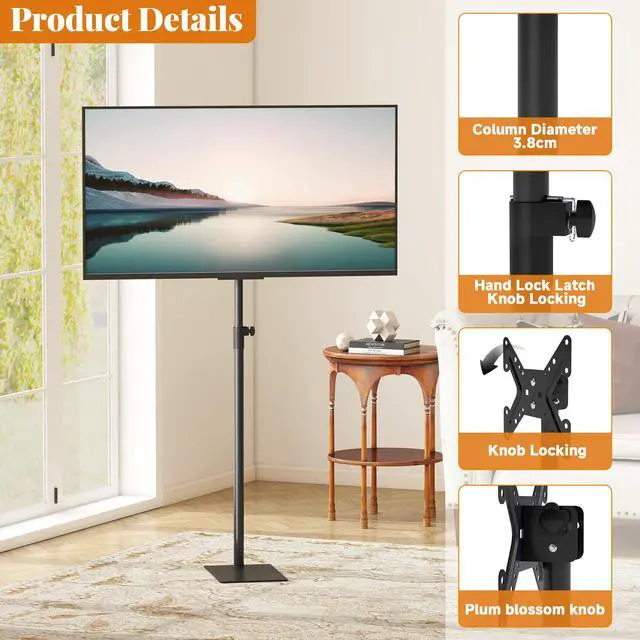 Alt view image 3 of 6 - TV Stand with Mount 360°Swivel Tiltable Floor Monitors Stand Universal 70 Height Adjustable Tall TV Floor Stand for 12 to 43 inches Flat Screen or Curved TVs Monitors Display Trolley Stand