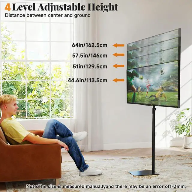 Alt view image 4 of 6 - TV Stand with Mount 360°Swivel Tiltable Floor Monitors Stand Universal 70 Height Adjustable Tall TV Floor Stand for 12 to 43 inches Flat Screen or Curved TVs Monitors Display Trolley Stand