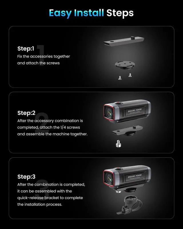 Alt view image 5 of 5 - 710Lite 2K Motorcycle Dash Cam, 6-Hour Extended Battery Life, WiFi Action Camera for Bike/Scooter, IP66 Waterproof, Ultra HD 1080P, Loop Recording & G-Sensor