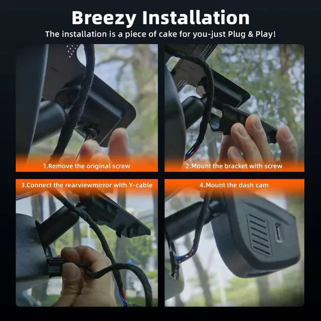 Alt view image 5 of 6 - F150 Dash Cam for Ford F150/F250/F350,4K+1080P Wireless Dash Camera Front and Rear,OEM Style,Breeze Installation,HDR,Night Vision,WiFi & App,G-Sensor,128GB Card