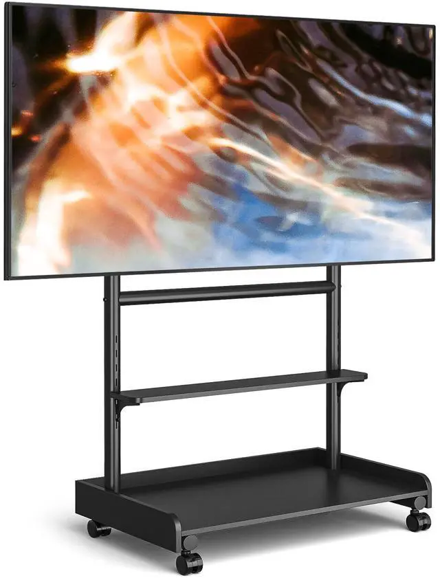 Main image of 40-86 Inch L Shape Universal TV Stand - 1.57in Round Tube, 68kg Capacity, 6-Position Height Adjustable, Tilt, Wire Management Mobile