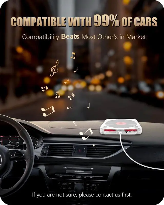 Alt view image 2 of 6 - Portable External CD Player for Car USB Port AUX Port, Car CD Player with USB C Adapter Extension Cable, for Car Without CDs Player, Automobile, Laptop, TV, Work Vertically and Horizontally
