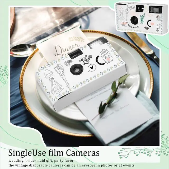 Alt view image 4 of 6 - 8 Pack Disposable Camera for Wedding 35 mm Film Single Use Camera with Flash Disposable White Cameras One Time DIY for Wedding Anniversary, Travel, Camp, Party Supply