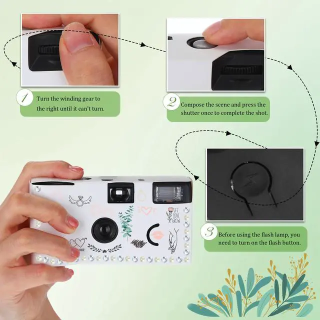Alt view image 5 of 6 - 8 Pack Disposable Camera for Wedding 35 mm Film Single Use Camera with Flash Disposable White Cameras One Time DIY for Wedding Anniversary, Travel, Camp, Party Supply