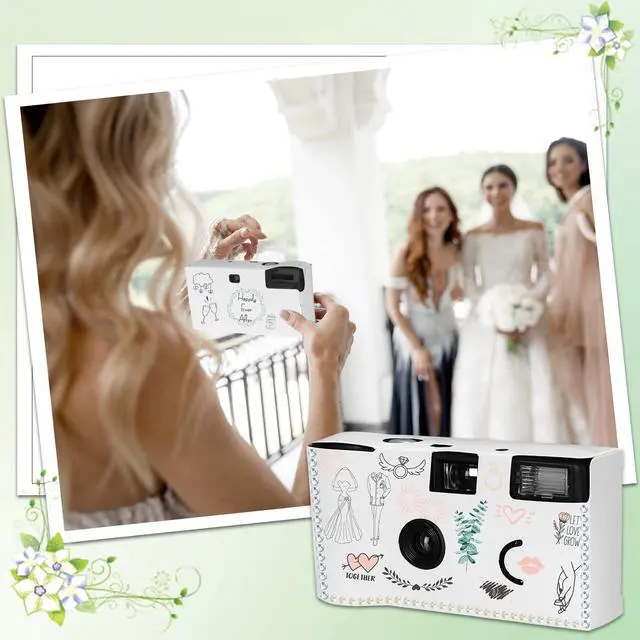 Alt view image 6 of 6 - 8 Pack Disposable Camera for Wedding 35 mm Film Single Use Camera with Flash Disposable White Cameras One Time DIY for Wedding Anniversary, Travel, Camp, Party Supply