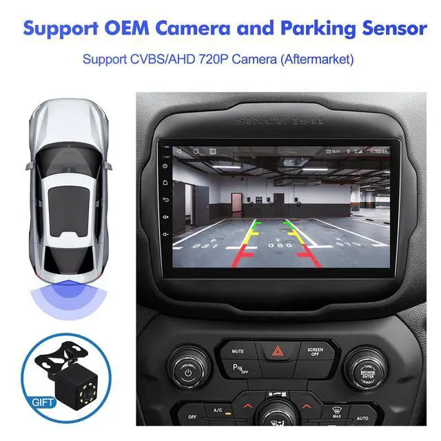 Alt view image 6 of 6 - 2+32G Android 13 Double Din Car Stereo for Jeep Renegade 2015-2020 with 9 Inch Touchscreen Radio Built-in Wireless Carplay/Android Auto/GPS/Bluetooth/FM/AUX-in/Steering Wheel Controls/Backup Camera