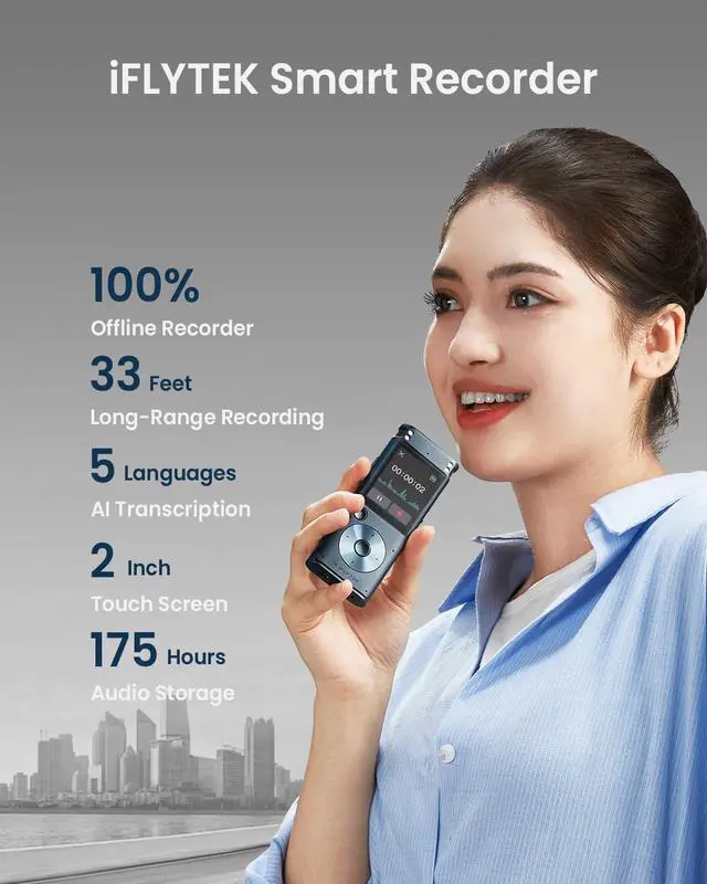 Alt view image 2 of 6 - AI Voice Recorder with Playback, Digital Voice Recorder with Voice-to-Text Transcription & Smart Summarize, AI Recorder Transcriber for Lectures, Interviews, Conferences & Lawyers