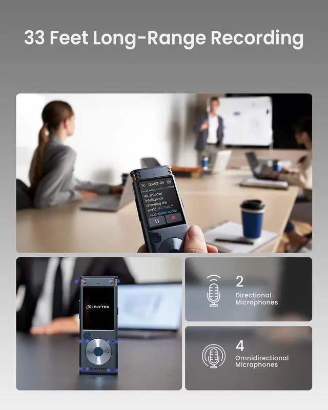Alt view image 5 of 6 - AI Voice Recorder with Playback, Digital Voice Recorder with Voice-to-Text Transcription & Smart Summarize, AI Recorder Transcriber for Lectures, Interviews, Conferences & Lawyers