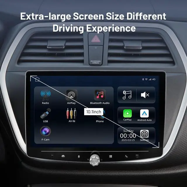 Alt view image 6 of 6 - 10.1" Large Touchscreen Linux Car Stereo - Universal Double Din Android Auto CarPlay Receiver for Fast & Stable Performance,HD 720P Display, BT5.0, Support Backup Camera & Steering Wheel Control