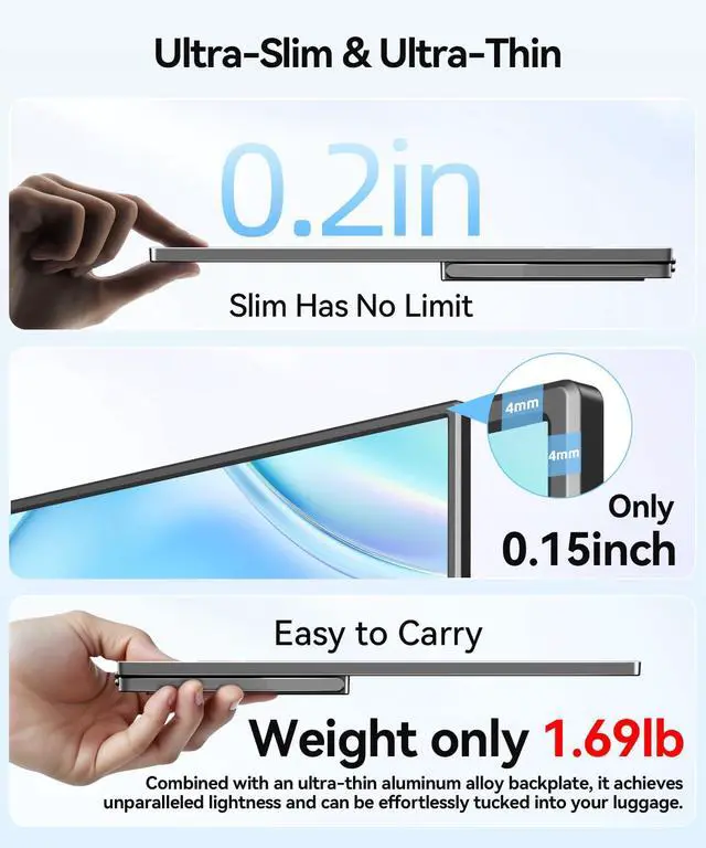 Alt view image 5 of 6 - Wireless Portable Monitor for Laptop, 15.6" Portable Monitor with Battery-1080P FHD Second Screen for Home & Office, AirPlay & Miracast Casting, No Cables or Drivers Needed