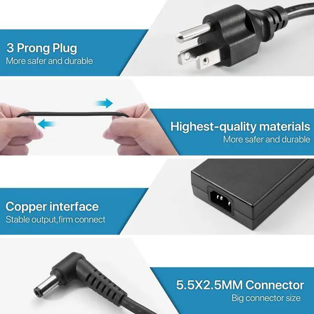 Alt view image 2 of 5 - 230W AC Laptop Charger Power Adapter Compatible with Gigabyte Aorus 15G 15P Aero 15 16 17 Gaming Laptop, Replacement for A17-230P1A A12-230P1A, 5.5mm x 2.5mm Connector