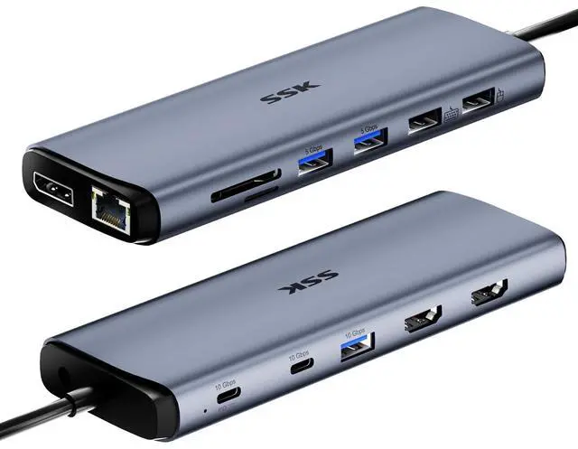 Main image of 8K USB C Dock for Thunderbolt Laptop, MacBook Docking Station 3 Monitors,10Gbps USB C Hub Dual HDMI, Displayport, Ethernet,100W PD, Mic/Audio, USB C&A 3.2 Gen 2 Port for iPhone 15/Mac/Lenovo