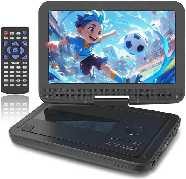 Main image of 12.5" Portable DVD Player with 10.1 HD Swivel Screen, 5-6Hrs Play, DVD Player Portable with Dual Speaker, Support SYNC TV/USB/SD Card/AV, Play All Discs Format Except Blu-ray, Black