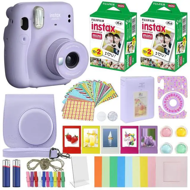 Main image of Instax Mini 11 Instant Camera + MiniMate Accessories Bundle + Fuji Instax Film Value Pack (40 Sheets) Accessories Bundle, Color Filters, Album, Frames (Lilac Purple, Standard Packaging)