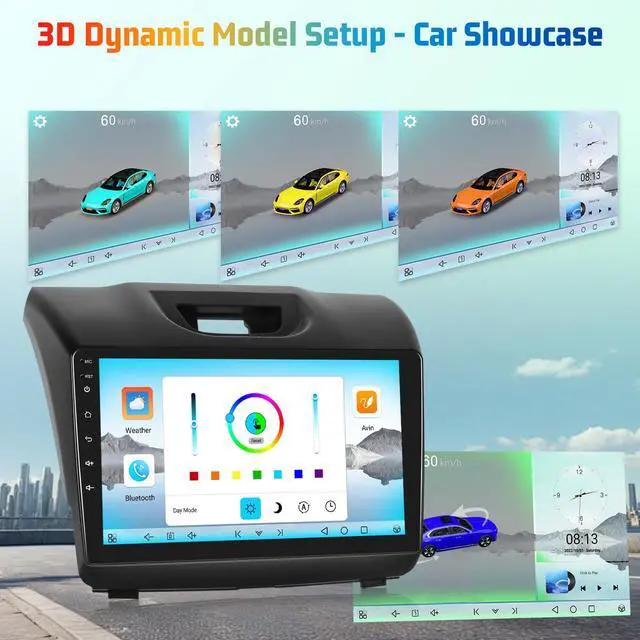 Alt view image 3 of 6 - 8 Core 4+64G Car Radio for Isuzu D-MAX 2015-2018 MU-X 2015-2017 with Wireless Carplay & Android Auto - 9 Inch Android 15 Touchscreen Radio with 5GHz WiFi/DSP/SWC + AHD Rear View Camera