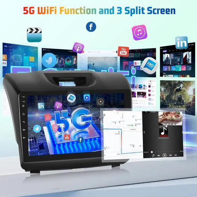 Alt view image 5 of 6 - 8 Core 4+64G Car Radio for Isuzu D-MAX 2015-2018 MU-X 2015-2017 with Wireless Carplay & Android Auto - 9 Inch Android 15 Touchscreen Radio with 5GHz WiFi/DSP/SWC + AHD Rear View Camera