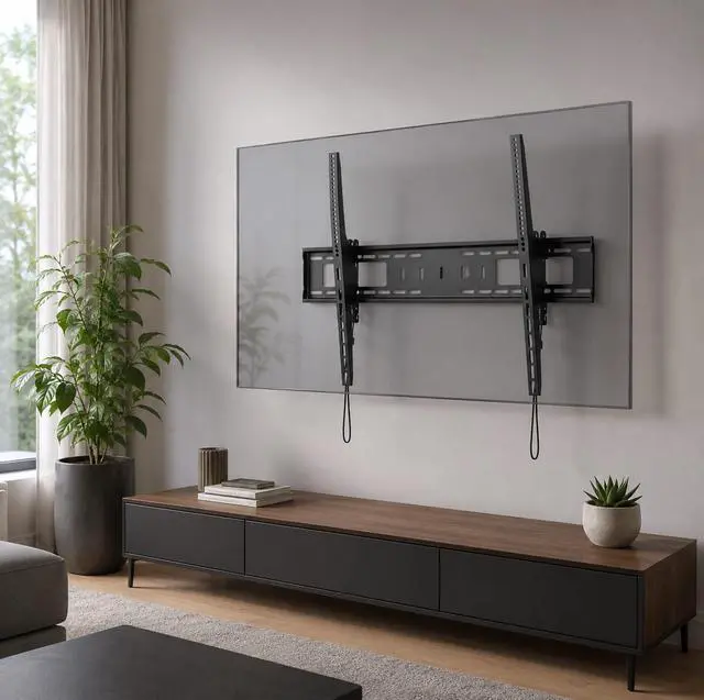 Alt view image 5 of 5 - Tilting TV Wall Mount for 43-120" Screens, 165 lbs, Tilts -10°/+5°, VESA 100x100 to 900x600mm, Wide Wall Plate, Pre-Assembled, Steel, Black
