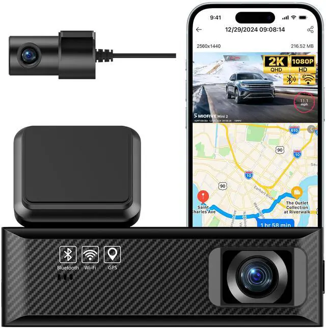 Main image of Dash Cam Mini 2, 2K+1080P FHD, Built-in Wi-Fi GPS Smart Dash Camera for Cars, 125° Wide-Angle FOV, HDR, Night Vision, G-Sensor, iOS/Android App, Loop Recording, Parking Monitor, Time-Lapse