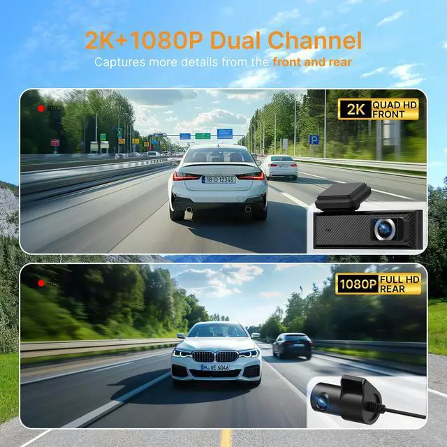 Alt view image 2 of 6 - Dash Cam Mini 2, 2K+1080P FHD, Built-in Wi-Fi GPS Smart Dash Camera for Cars, 125° Wide-Angle FOV, HDR, Night Vision, G-Sensor, iOS/Android App, Loop Recording, Parking Monitor, Time-Lapse