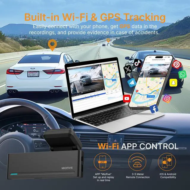 Alt view image 3 of 6 - Dash Cam Mini 2, 2K+1080P FHD, Built-in Wi-Fi GPS Smart Dash Camera for Cars, 125° Wide-Angle FOV, HDR, Night Vision, G-Sensor, iOS/Android App, Loop Recording, Parking Monitor, Time-Lapse